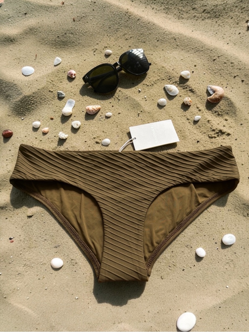 NWT Zimmermann Textured Rib Bikini Bottom Olive Brown Size 1 Resort Swim